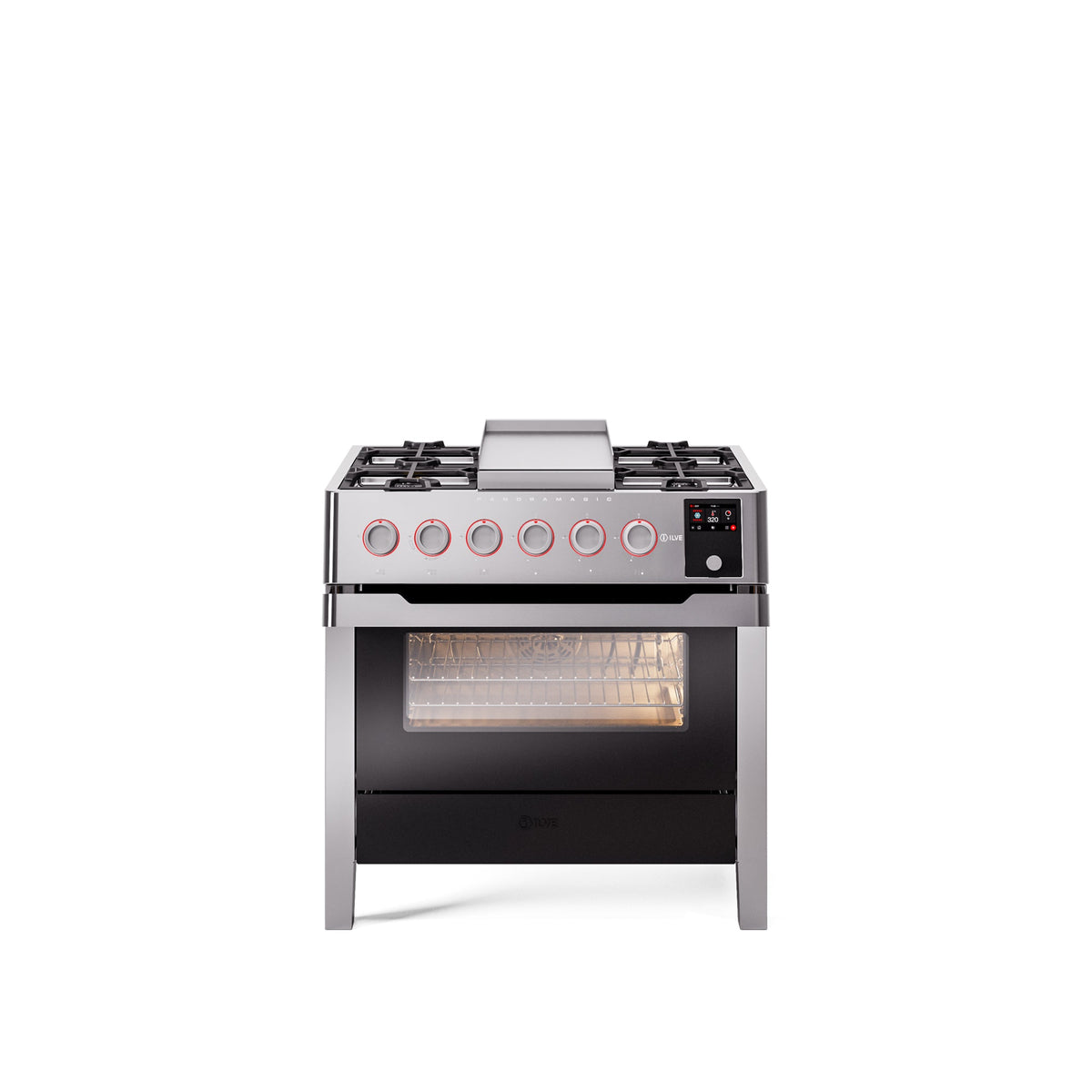 ILVE 36" Panoramagic Freestanding Single Oven Dual Fuel Range with 5 Sealed Burners and Griddle - UPM09FDS3