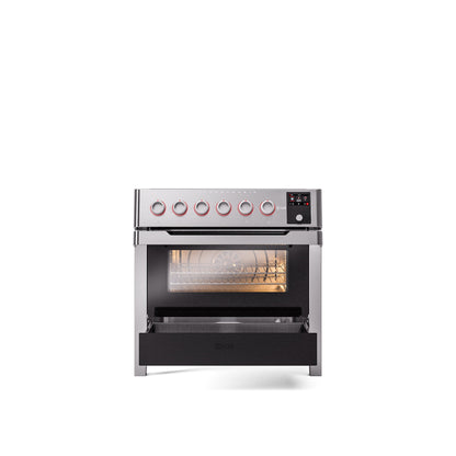 ILVE 36"Panoramagic Series Freestanding Electric Double Oven Range with 5 Elements, Triple Glass Cool Door, Convection Oven, TFT - UPMI09S3