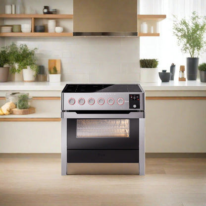 ILVE 36"Panoramagic Series Freestanding Electric Double Oven Range with 5 Elements, Triple Glass Cool Door, Convection Oven, TFT - UPMI09S3