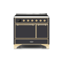 ILVE 40 Inch Majestic II Series Induction Range with 6 Elements Dual Ovens TFT Control Display Solid Oven Door UMDI10QNS3