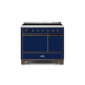 ILVE 40 Inch Majestic II Series Induction Range with 6 Elements Dual Ovens TFT Control Display Solid Oven Door UMDI10QNS3