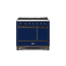 ILVE 40 Inch Majestic II Series Induction Range with 6 Elements Dual Ovens TFT Control Display Solid Oven Door UMDI10QNS3