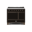 ILVE 40 Inch Majestic II Series Induction Range with 6 Elements Dual Ovens TFT Control Display Solid Oven Door UMDI10QNS3