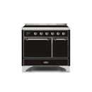 ILVE 40 Inch Majestic II Series Induction Range with 6 Elements Dual Ovens TFT Control Display Solid Oven Door UMDI10QNS3