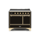 ILVE 40 Inch Majestic II Series Induction Range with 6 Elements Dual Ovens TFT Control Display Solid Oven Door UMDI10QNS3