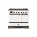 ILVE 40 Inch Majestic II Series Induction Range with 6 Elements Dual Ovens TFT Control Display Solid Oven Door UMDI10QNS3