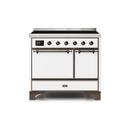 ILVE 40 Inch Majestic II Series Induction Range with 6 Elements Dual Ovens TFT Control Display Solid Oven Door UMDI10QNS3