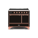 ILVE 40 Inch Majestic II Series Induction Range with 6 Elements Dual Ovens TFT Control Display Solid Oven Door UMDI10QNS3