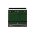 ILVE 40 Inch Majestic II Series Induction Range with 6 Elements Dual Ovens TFT Control Display Solid Oven Door UMDI10QNS3