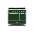 ILVE 40 Inch Majestic II Series Induction Range with 6 Elements Dual Ovens TFT Control Display Solid Oven Door UMDI10QNS3