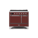 ILVE 40 Inch Majestic II Series Induction Range with 6 Elements Dual Ovens TFT Control Display Solid Oven Door UMDI10QNS3