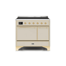 ILVE 40 Inch Majestic II Series Induction Range with 6 Elements Dual Ovens TFT Control Display Solid Oven Door UMDI10QNS3