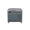 ILVE 40 Inch Majestic II Series Induction Range with 6 Elements Dual Ovens TFT Control Display Solid Oven Door UMDI10QNS3