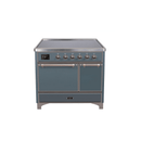 ILVE 40 Inch Majestic II Series Induction Range with 6 Elements Dual Ovens TFT Control Display Solid Oven Door UMDI10QNS3