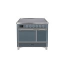 ILVE 40 Inch Majestic II Series Induction Range with 6 Elements Dual Ovens TFT Control Display Solid Oven Door UMDI10QNS3