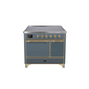 ILVE 40 Inch Majestic II Series Induction Range with 6 Elements Dual Ovens TFT Control Display Solid Oven Door UMDI10QNS3
