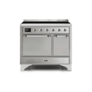 ILVE 40 Inch Majestic II Series Induction Range with 6 Elements Dual Ovens TFT Control Display Solid Oven Door UMDI10QNS3