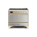 ILVE 40 Inch Majestic II Series Induction Range with 6 Elements Dual Ovens TFT Control Display Solid Oven Door UMDI10QNS3