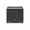 ILVE 40 Inch Majestic II Series Induction Range with 6 Elements Dual Ovens TFT Control Display Solid Oven Door UMDI10QNS3