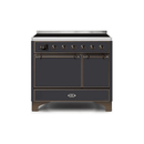 ILVE 40 Inch Majestic II Series Induction Range with 6 Elements Dual Ovens TFT Control Display Solid Oven Door UMDI10QNS3