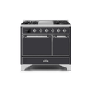 ILVE 40 Inch Majestic II Series Natural/ Propane Gas Burner and Electric Oven Range with 6 Sealed Burners UMD10FDQNS3