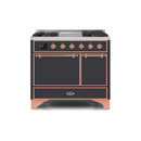 ILVE 40 Inch Majestic II Series Natural/ Propane Gas Burner and Electric Oven Range with 6 Sealed Burners UMD10FDQNS3