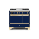 ILVE 40 Inch Majestic II Series Natural/ Propane Gas Burner and Electric Oven Range with 6 Sealed Burners UMD10FDQNS3