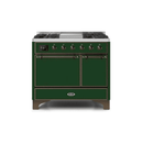 ILVE 40 Inch Majestic II Series Natural/ Propane Gas Burner and Electric Oven Range with 6 Sealed Burners UMD10FDQNS3