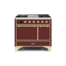 ILVE 40 Inch Majestic II Series Natural/ Propane Gas Burner and Electric Oven Range with 6 Sealed Burners UMD10FDQNS3