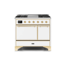 ILVE 40 Inch Majestic II Series Natural/ Propane Gas Burner and Electric Oven Range with 6 Sealed Burners UMD10FDQNS3