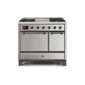 ILVE 40 Inch Majestic II Series Natural/ Propane Gas Burner and Electric Oven Range with 6 Sealed Burners UMD10FDQNS3