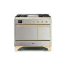 ILVE 40 Inch Majestic II Series Natural/ Propane Gas Burner and Electric Oven Range with 6 Sealed Burners UMD10FDQNS3