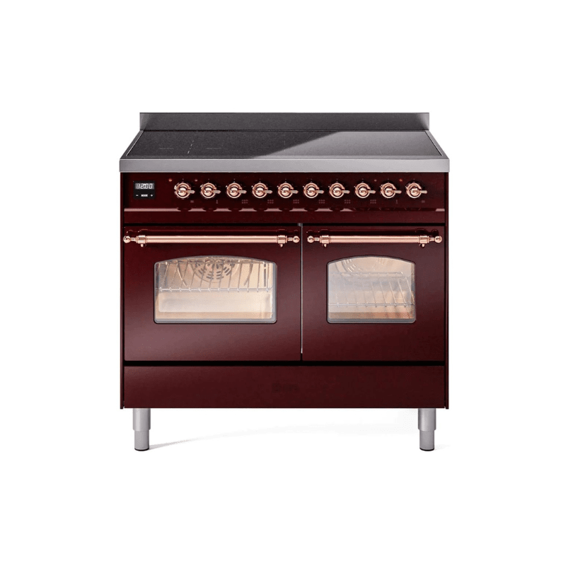 ILVE 40" Nostalgie II Series Freestanding Electric Double Oven Range with 6 Elements, Triple Glass Cool Door, Convection Oven, TFT Oven Control Display and Child Lock - UPDI406NMP