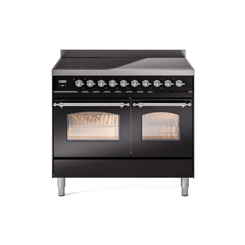 ILVE 40" Nostalgie II Series Freestanding Electric Double Oven Range with 6 Elements, Triple Glass Cool Door, Convection Oven, TFT Oven Control Display and Child Lock - UPDI406NMP