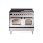 ILVE 40" Nostalgie II Series Freestanding Electric Double Oven Range with 6 Elements, Triple Glass Cool Door, Convection Oven, TFT Oven Control Display and Child Lock - UPDI406NMP
