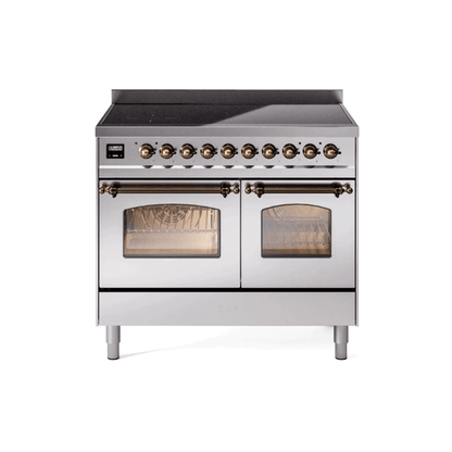 ILVE 40" Nostalgie II Series Freestanding Electric Double Oven Range with 6 Elements, Triple Glass Cool Door, Convection Oven, TFT Oven Control Display and Child Lock - UPDI406NMP
