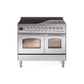 ILVE 40" Nostalgie II Series Freestanding Electric Double Oven Range with 6 Elements, Triple Glass Cool Door, Convection Oven, TFT Oven Control Display and Child Lock - UPDI406NMP