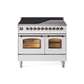 ILVE 40" Nostalgie II Series Freestanding Electric Double Oven Range with 6 Elements, Triple Glass Cool Door, Convection Oven, TFT Oven Control Display and Child Lock - UPDI406NMP