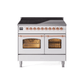 ILVE 40" Nostalgie II Series Freestanding Electric Double Oven Range with 6 Elements, Triple Glass Cool Door, Convection Oven, TFT Oven Control Display and Child Lock - UPDI406NMP