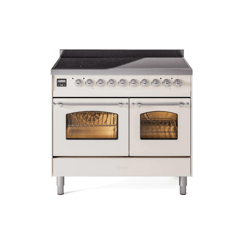 ILVE 40" Nostalgie II Series Freestanding Electric Double Oven Range with 6 Elements, Triple Glass Cool Door, Convection Oven, TFT Oven Control Display and Child Lock - UPDI406NMP