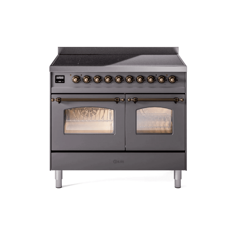 ILVE 40" Nostalgie II Series Freestanding Electric Double Oven Range with 6 Elements, Triple Glass Cool Door, Convection Oven, TFT Oven Control Display and Child Lock - UPDI406NMP
