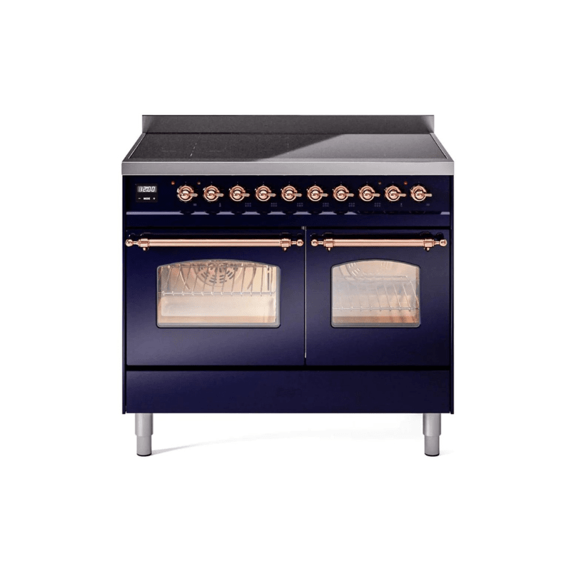 ILVE 40" Nostalgie II Series Freestanding Electric Double Oven Range with 6 Elements, Triple Glass Cool Door, Convection Oven, TFT Oven Control Display and Child Lock - UPDI406NMP