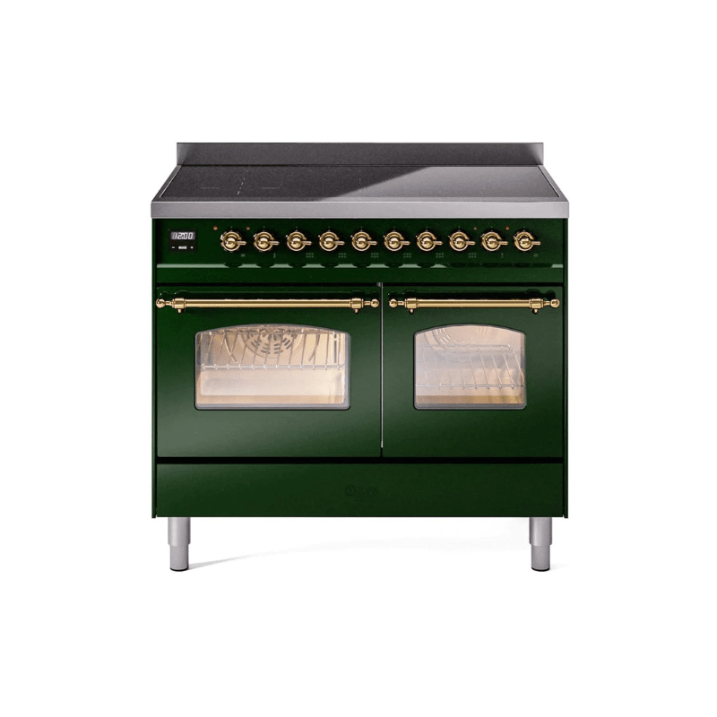 ILVE 40" Nostalgie II Series Freestanding Electric Double Oven Range with 6 Elements, Triple Glass Cool Door, Convection Oven, TFT Oven Control Display and Child Lock - UPDI406NMP