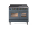 ILVE 40" Nostalgie II Series Freestanding Electric Double Oven Range with 6 Elements, Triple Glass Cool Door, Convection Oven, TFT Oven Control Display and Child Lock - UPDI406NMP