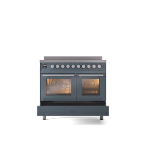 ILVE 40" Professional Plus II Series Freestanding Electric Double Oven Range with 5 Elements, Triple Glass Cool Door - UPDI406WMP