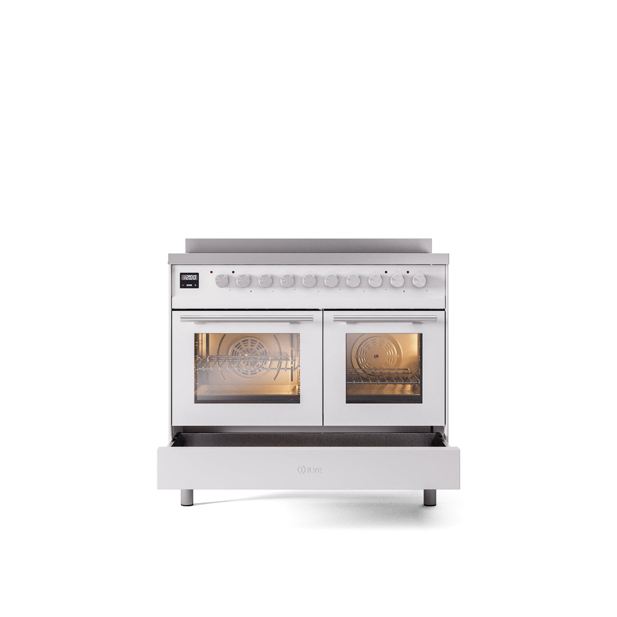 ILVE 40" Professional Plus II Series Freestanding Electric Double Oven Range with 5 Elements, Triple Glass Cool Door - UPDI406WMP