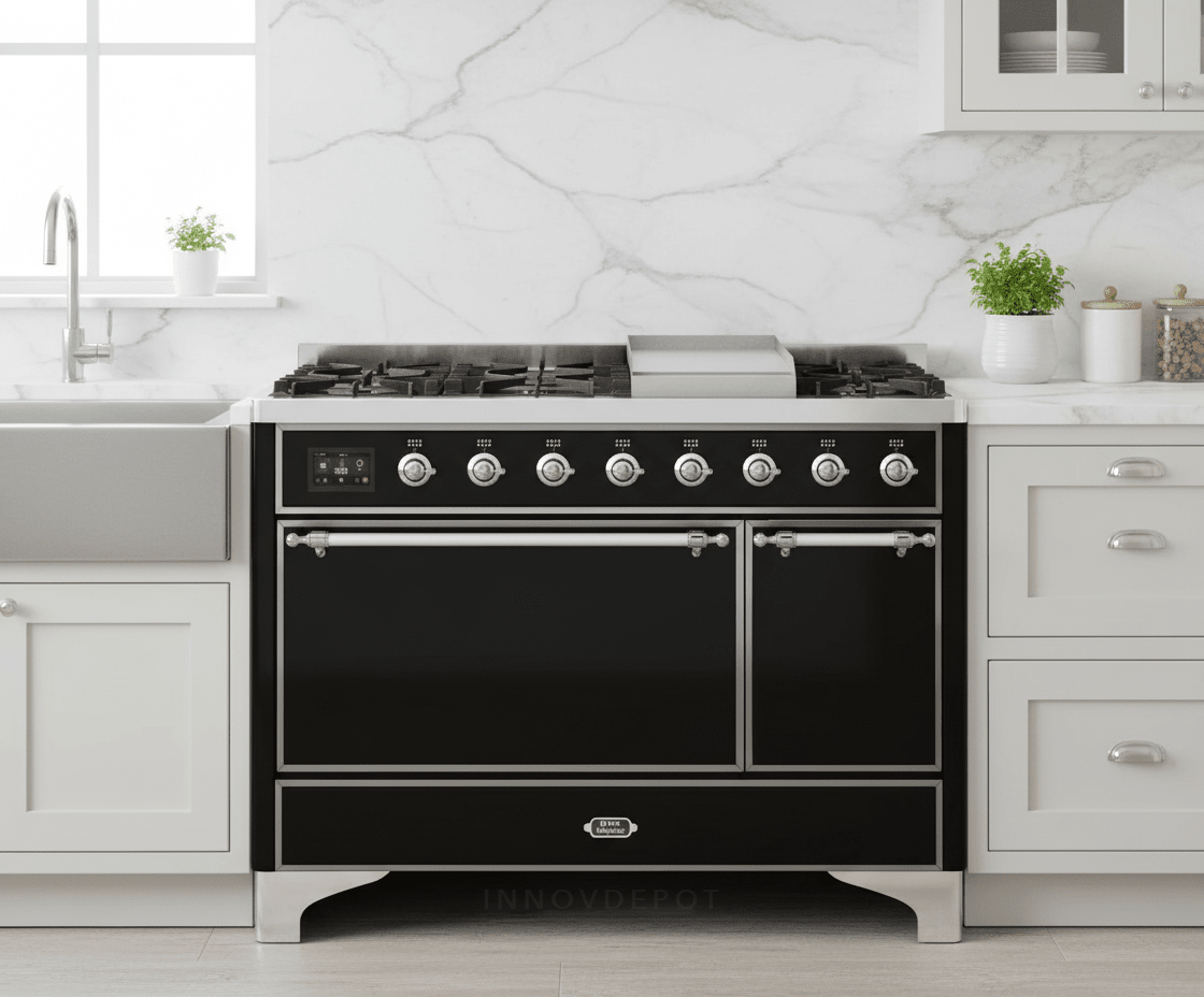 ILVE Majestic II 48" Solid Door Dual Fuel Range – Liquid Propane - MyBBQDirect