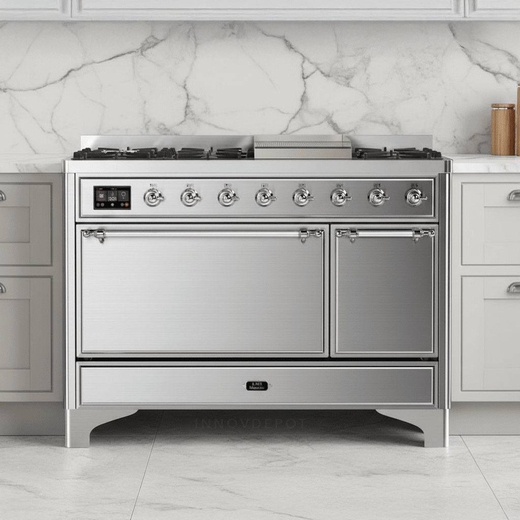 ILVE Majestic II 48" Solid Door Dual Fuel Range – Liquid Propane - MyBBQDirect
