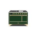 ILVE 48 Inch Majestic II Series Freestanding Dual Fuel Liquid Propane Range with 8 Sealed Brass Non Stick Coated Burners and Griddle UM12FDQNS3