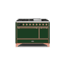 ILVE 48 Inch Majestic II Series Freestanding Dual Fuel Liquid Propane Range with 8 Sealed Brass Non Stick Coated Burners and Griddle UM12FDQNS3